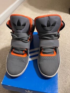 adidas Men's Gray and Orange High-Top Sneakers